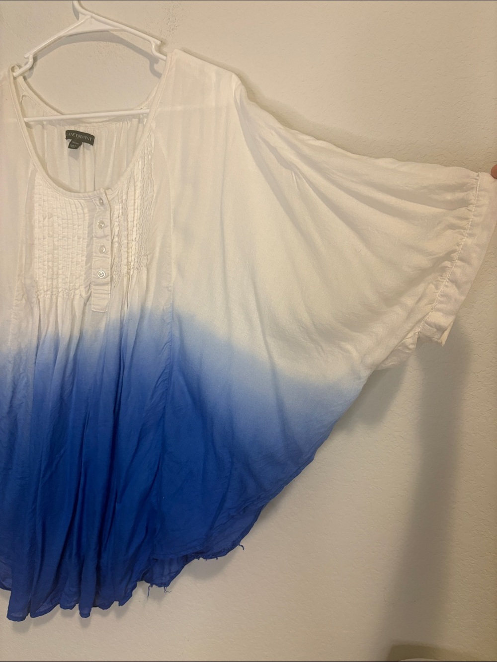 Relaxed White to Blue Ombre Tunic with Pintuck Front Lane Bryant - Picture 4 of 7